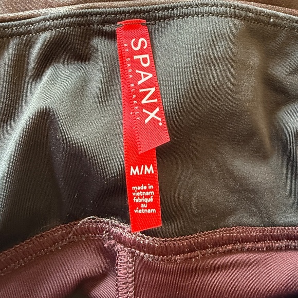 SPANX Faux Leather Leggings Burgundy Brown 45488 - Picture 12 of 13